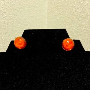 Dalsheim Rare Vintage Earrings Orange Round Dome